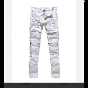 Brooklyn Cloth White Skinny Distressed Moto Jeans